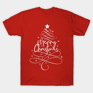 Merry Christmas Sparkling Tree- White T-Shirt